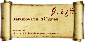 Jakubovits Ágnes névjegykártya